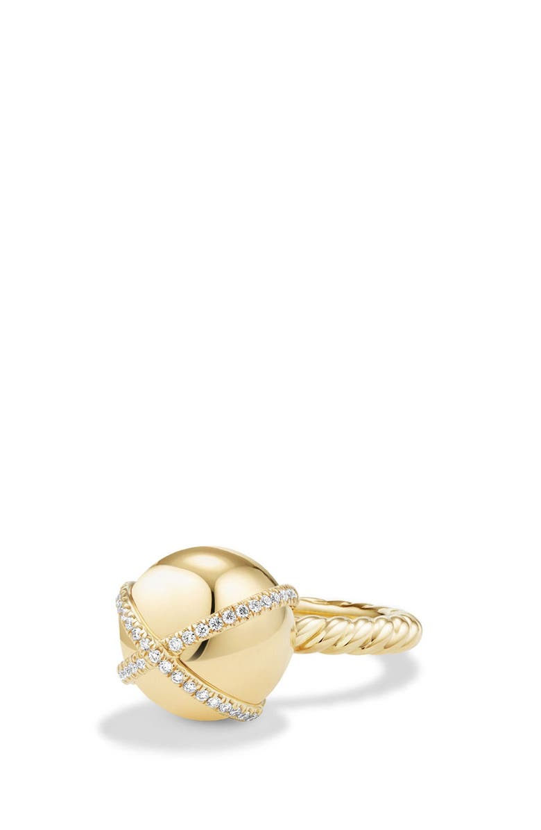 David Yurman Solari Wrap Ring with Pavé Diamonds in 18k Gold, Main, color, 