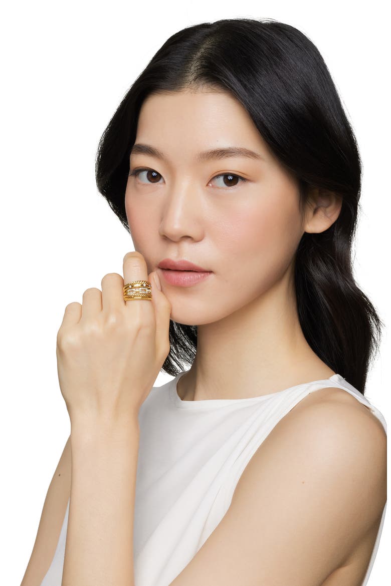 Stax Wide Ring with Diamonds in 18K Gold, 15mm, Alternate, color, YELLOW GOLD