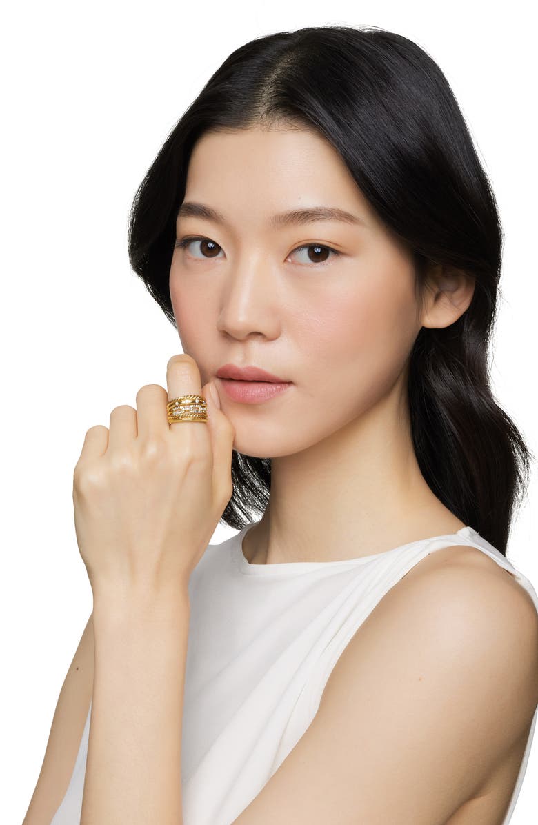 David Yurman Stax Wide Ring with Diamonds in 18K Gold, 15mm, Alternate, color,