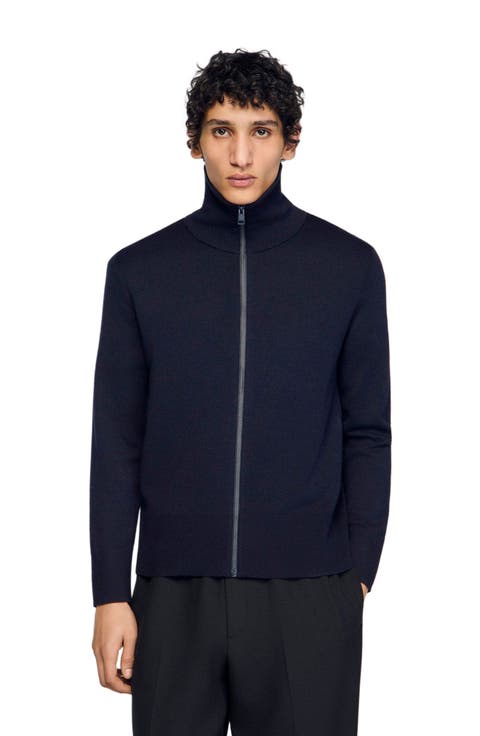 Zip-up wool cardigan