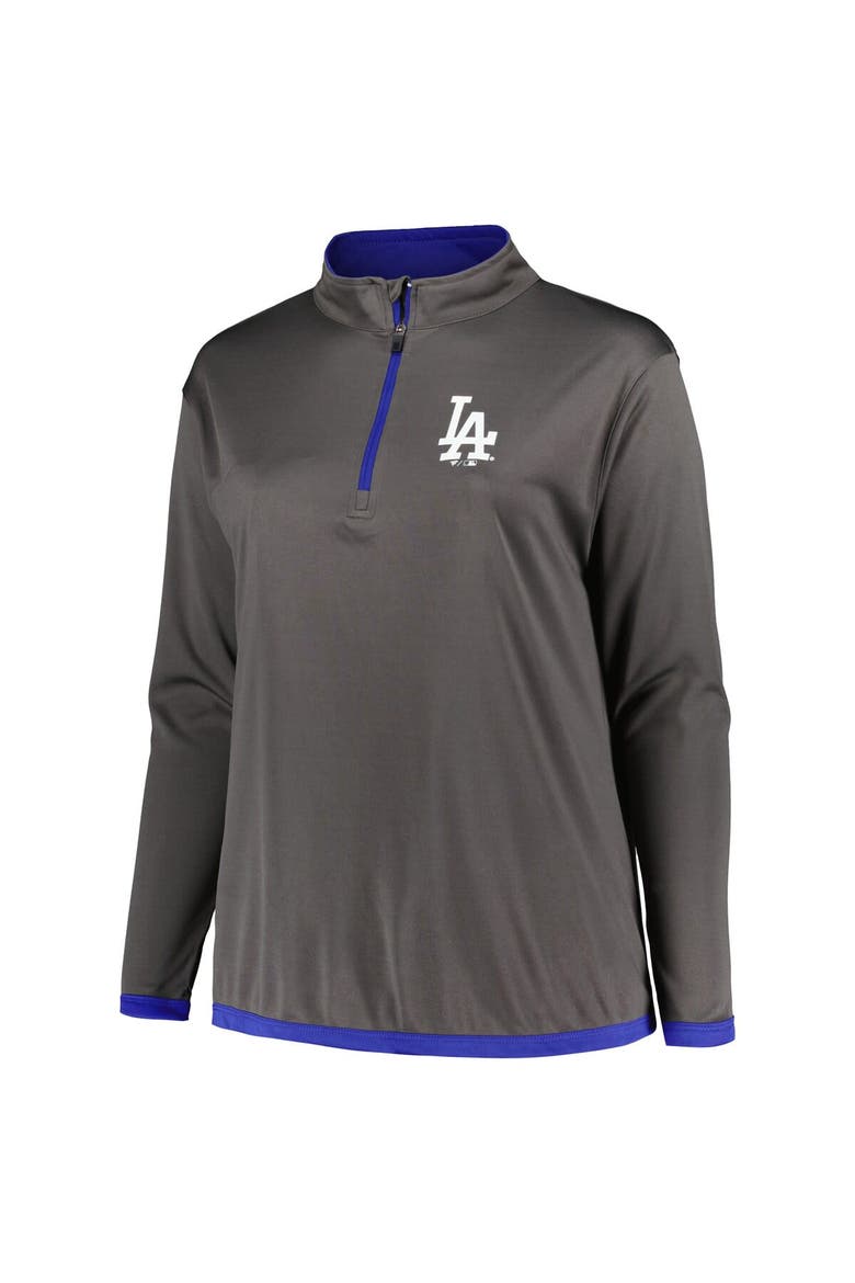 Women's Profile Charcoal Los Angeles Dodgers Plus Size Quarter-Zip Jacket, Alternate, color, Charcoal
