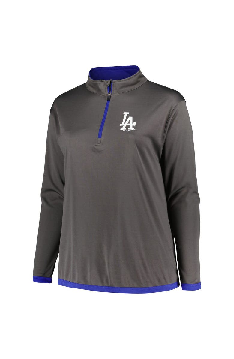 PROFILE Women's Profile Charcoal Los Angeles Dodgers Plus Size Quarter-Zip Jacket, Alternate, color, Charcoal