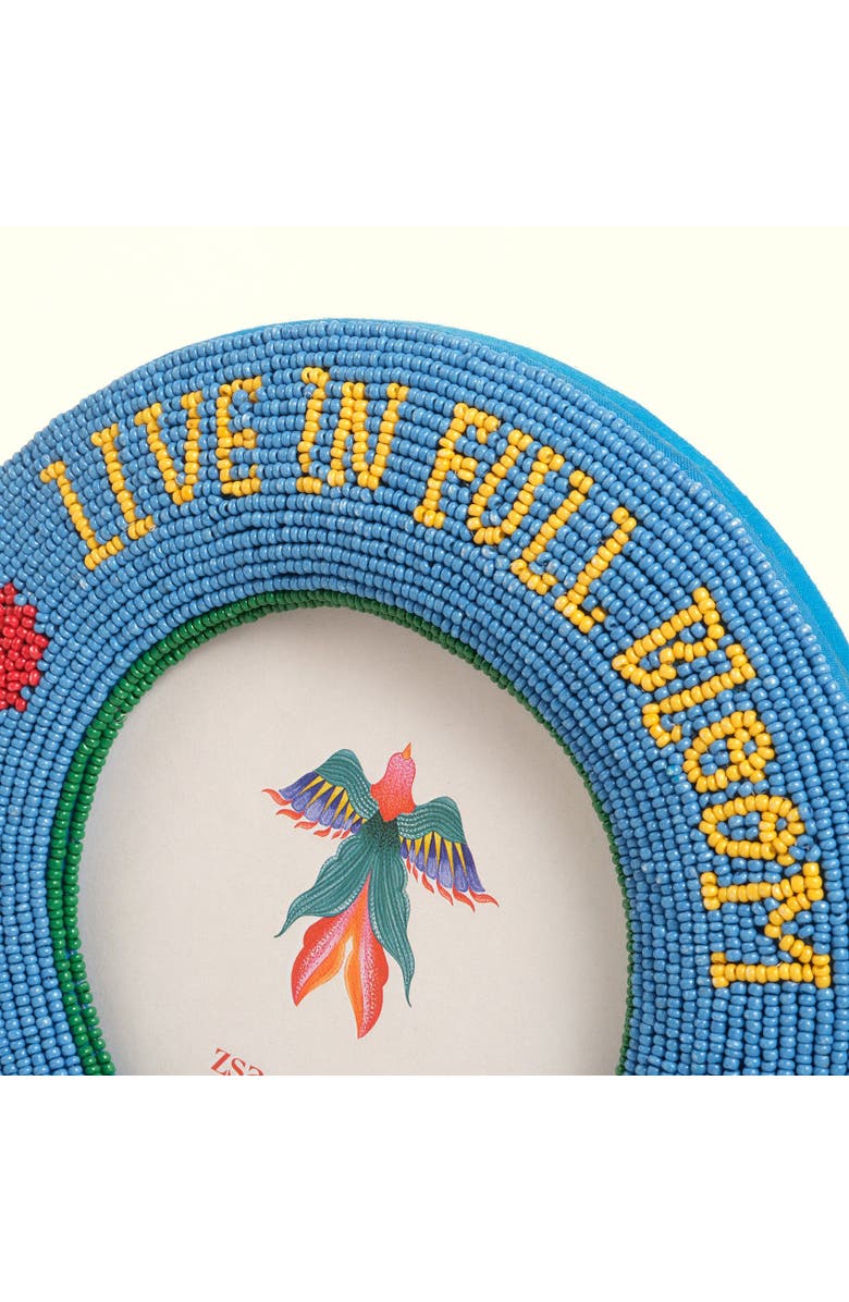 Zsa Zsa Zsu Dadri Round Decorative  Beaded Wood Frame Bloom 7 In, Alternate, color, Blue