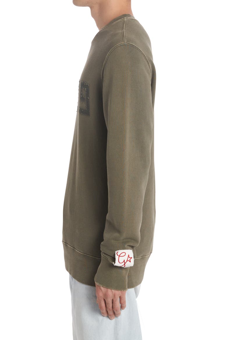 Distressed Logo Graphic Sweatshirt, Alternate, color, DUSTY OLIVE