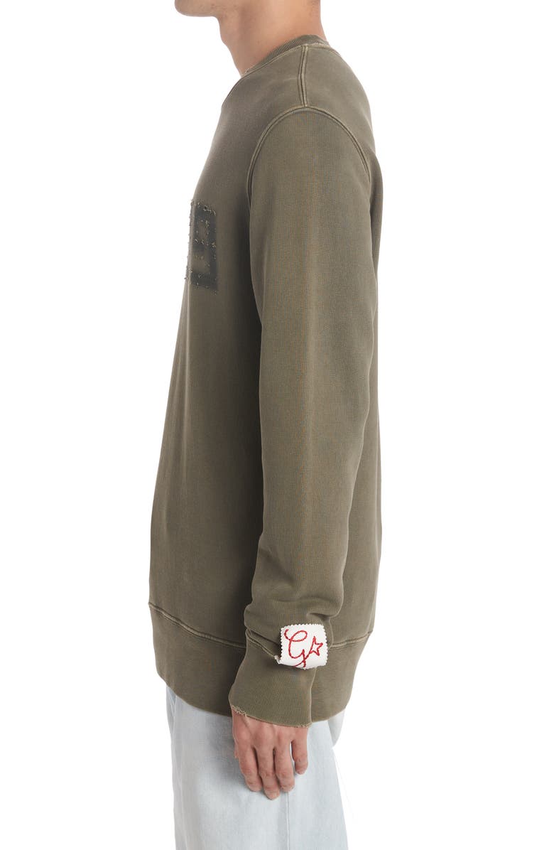Golden Goose Distressed Logo Graphic Sweatshirt, Alternate, color, Dusty Olive