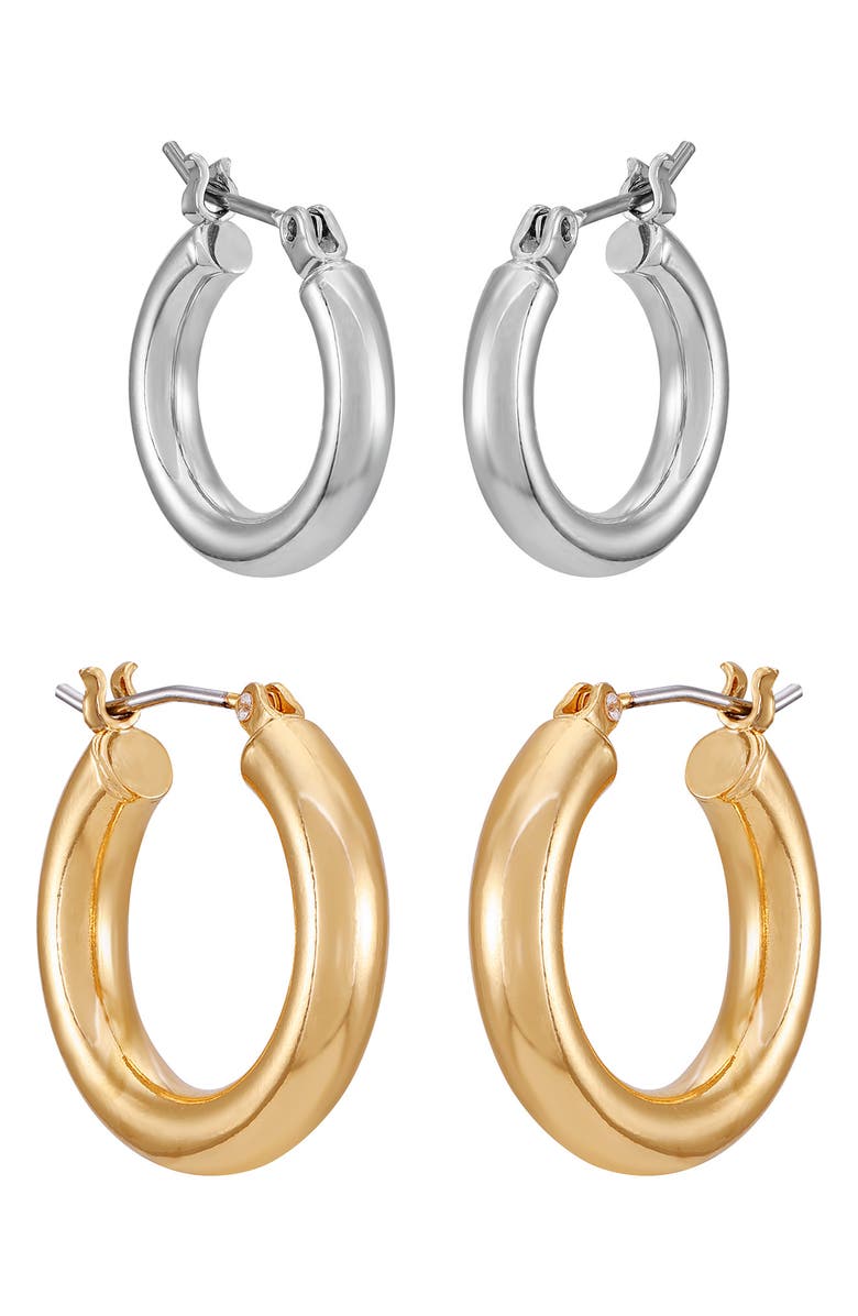 Vince Camuto Set of Two Hoop Earrings, Main, color, Two Tone