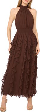 1.STATE Flounce Cascading Sleeveless Maxi Dress