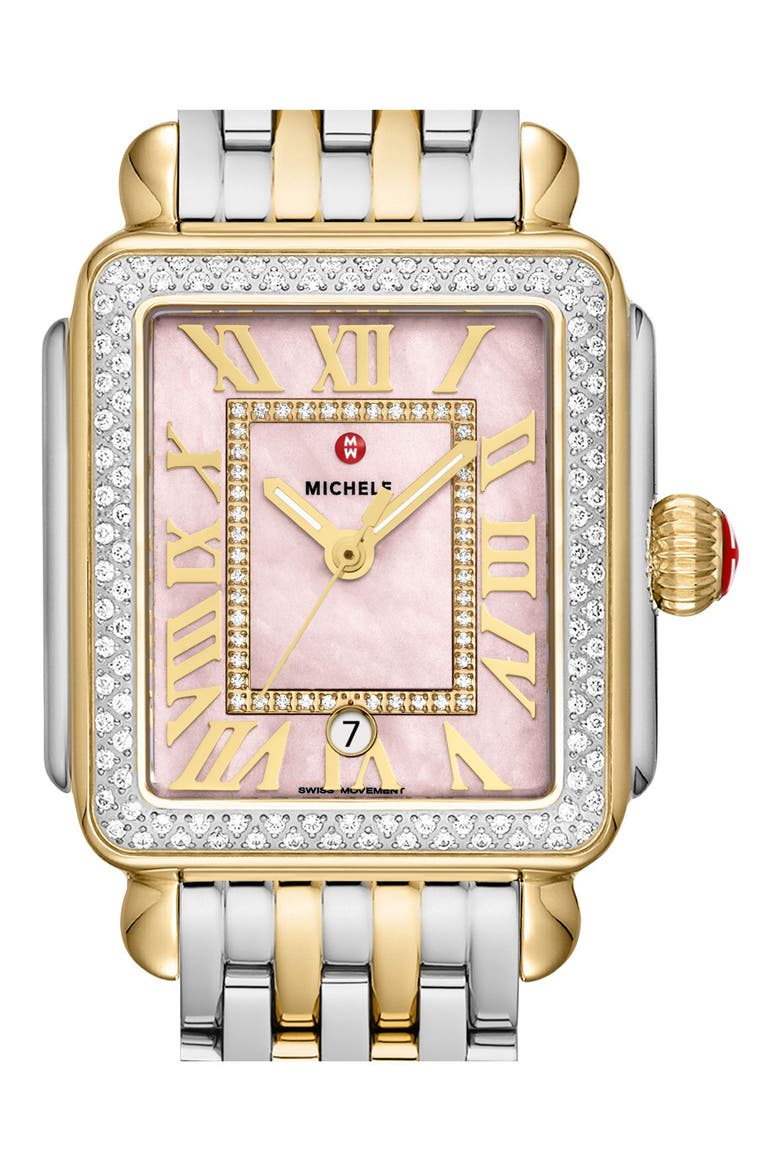 Deco Madison Diamond Two-Tone Bracelet Watch, 35mm, Alternate, color, TWO TONE