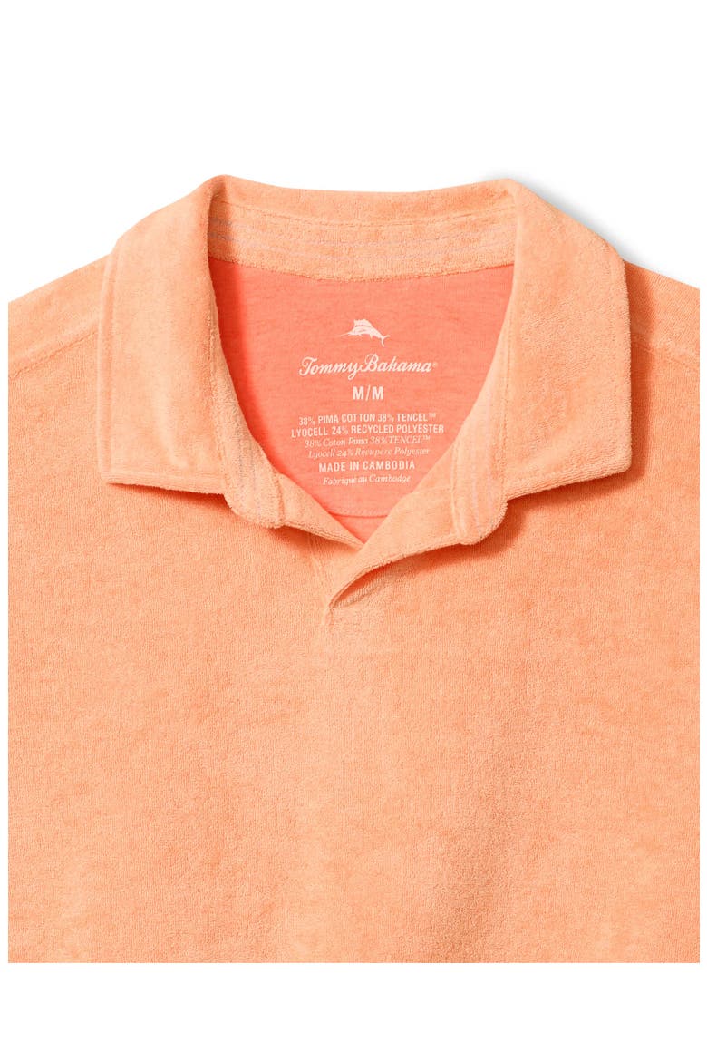 Poolside Terry Cloth Johnny Collar Polo, Alternate, color, SHOCKING ORANGE