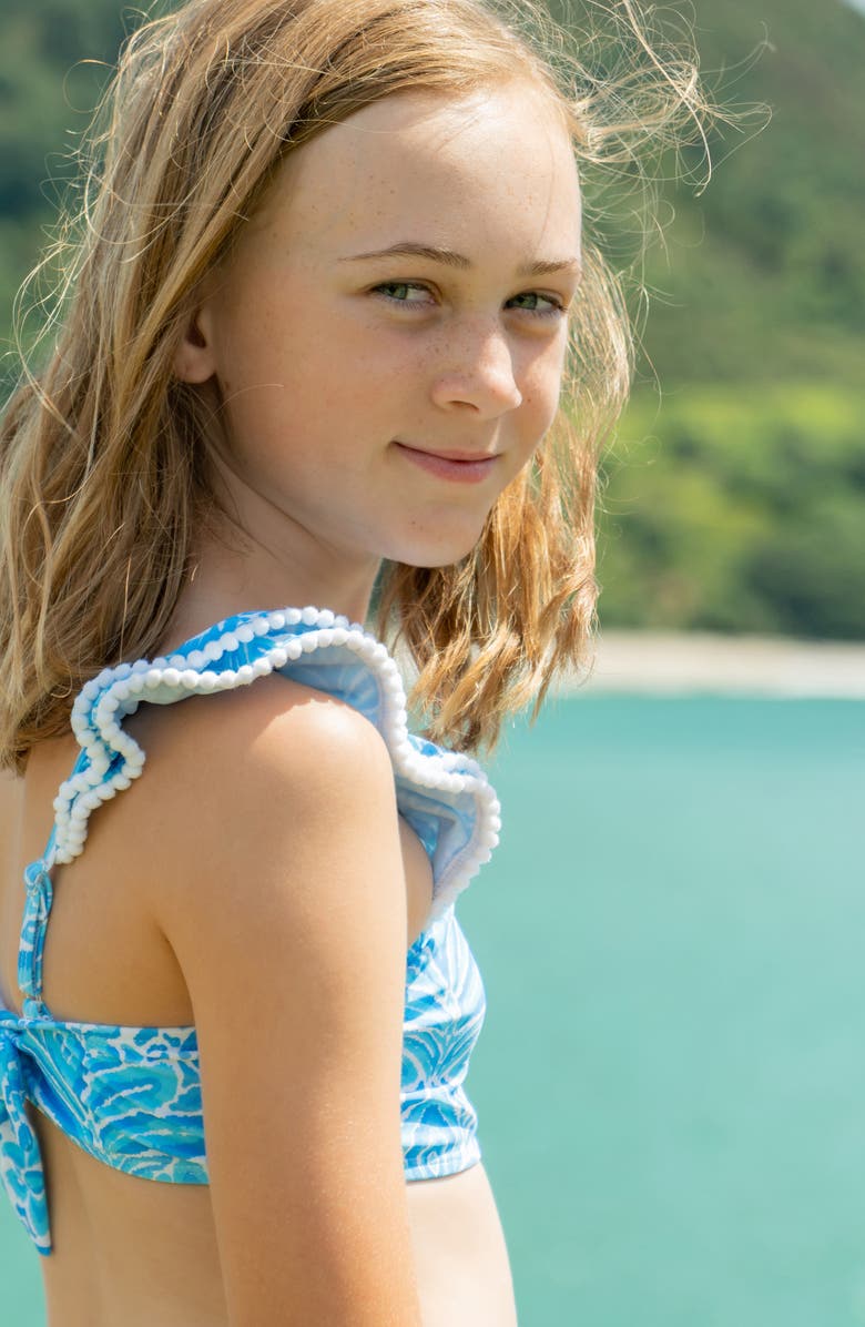 Snapper Rock Kids' Santorini Blue Frill Two-Piece Swimsuit, Alternate, color, Blue