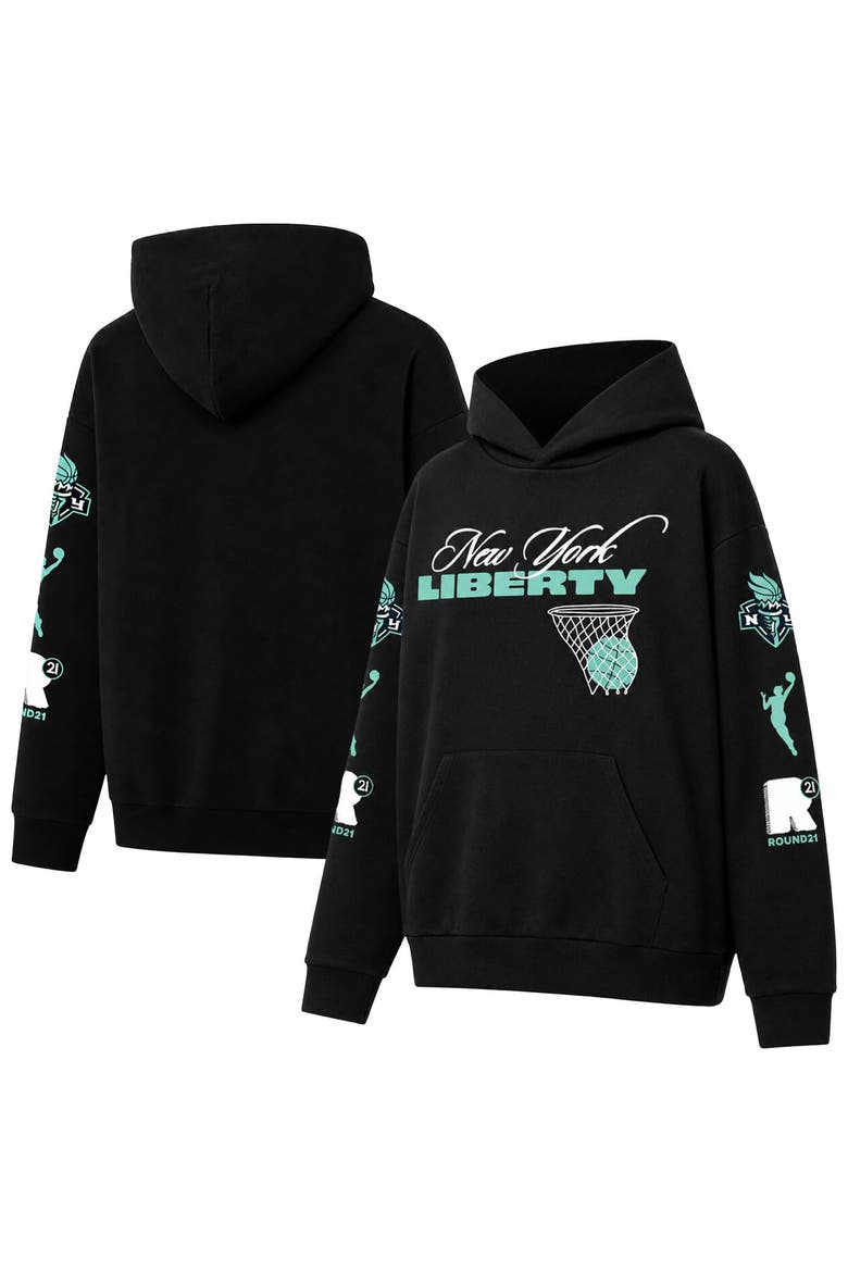 Unisex round21  Black New York Liberty Swish Hoodie, Main, color, Black