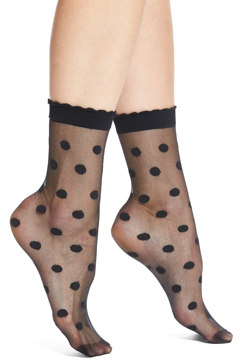 Nordstrom Polka Dot Sheer Anklet Socks, Main, color, 