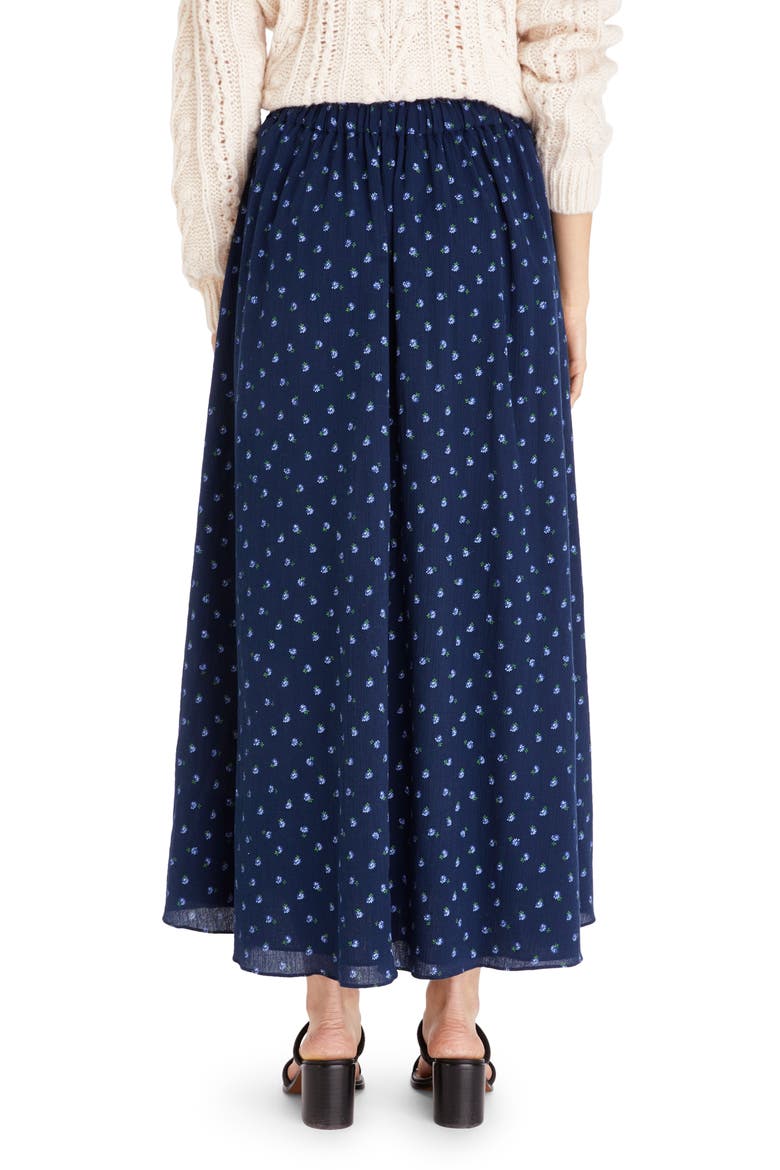 Floral Print Cotton Maxi Skirt, Alternate, color, CLASSIC INDIGO