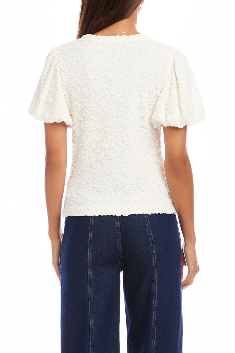 Puff Sleeve Textured Top, Alternate, color, WHITE