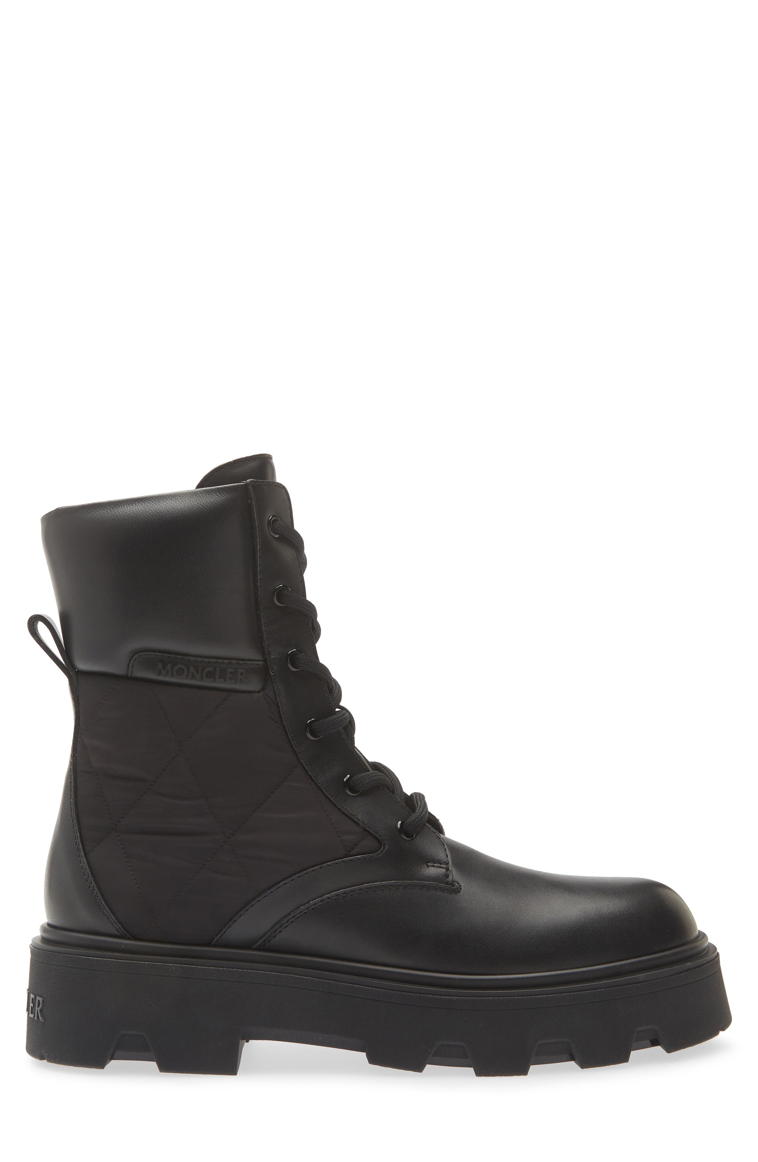 Aurea Lace-Up Leather Bootie, Alternate, color, BLACK