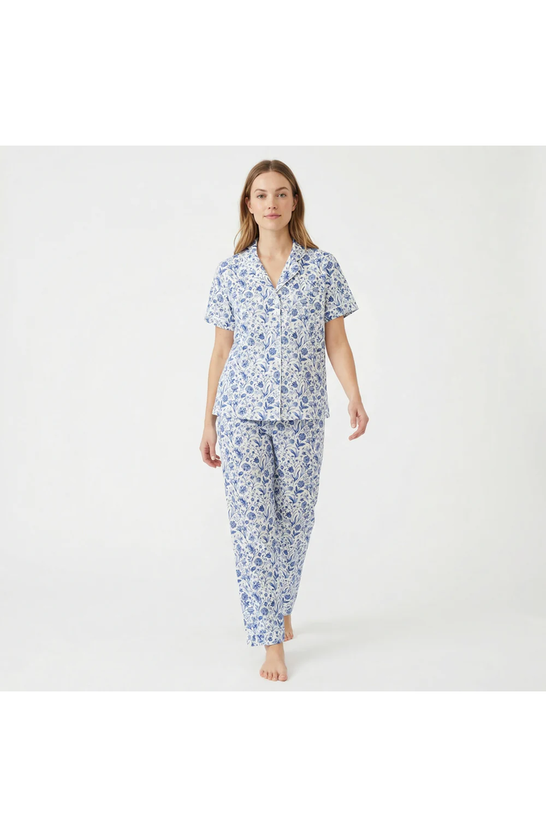 Motette Women's Short Sleeve and Long Pants Pajama Set, Main, color, Porcelain Vine