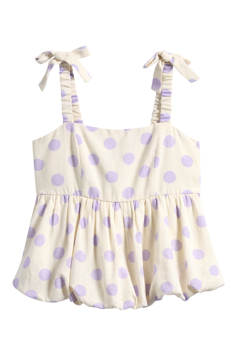 Kids' Polka Dot Tie Strap Bubble Hem Tank, Main, color, ORCHID DOT