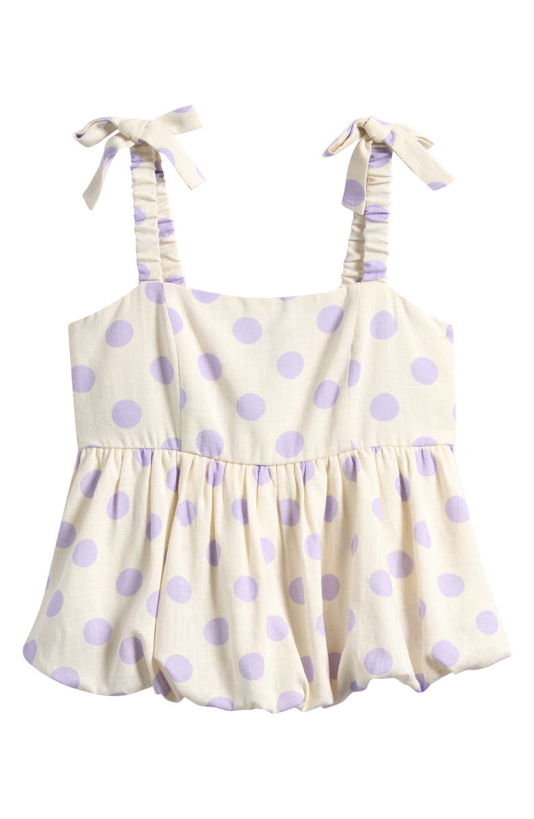 Good Luck Girl Kids' Polka Dot Tie Strap Bubble Hem Tank, Main, color, Orchid Dot