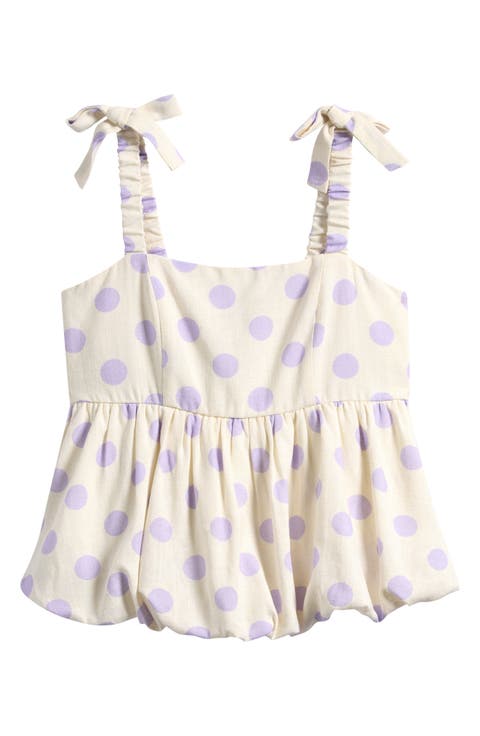 Kids' Polka Dot Tie Strap Bubble Hem Tank (Big Kid)