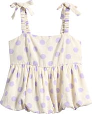 Good Luck Girl Kids' Polka Dot Tie Strap Bubble Hem Tank