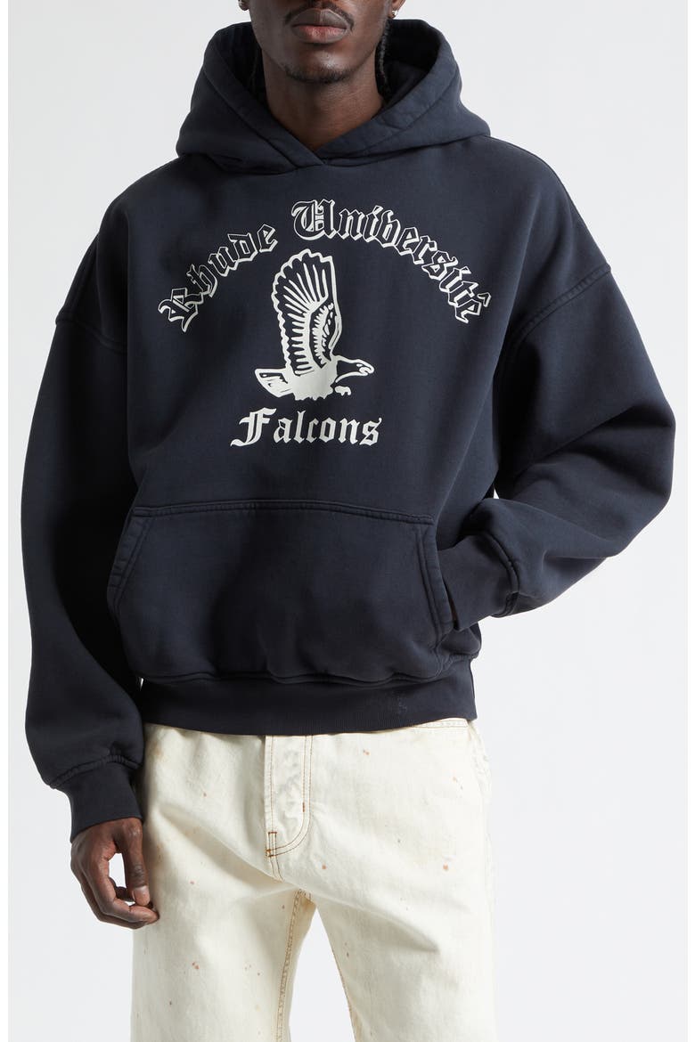 Collegiate Falcons French Terry Graphic Hoodie, Main, color, VINTAGE BLACK/ WHITE