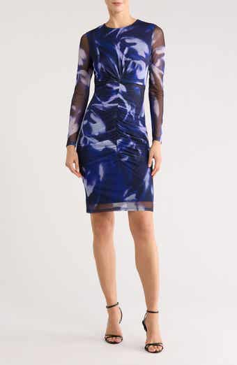 Vince Camuto Long Sleeve Mesh Midi Body-Con Cocktail Dress