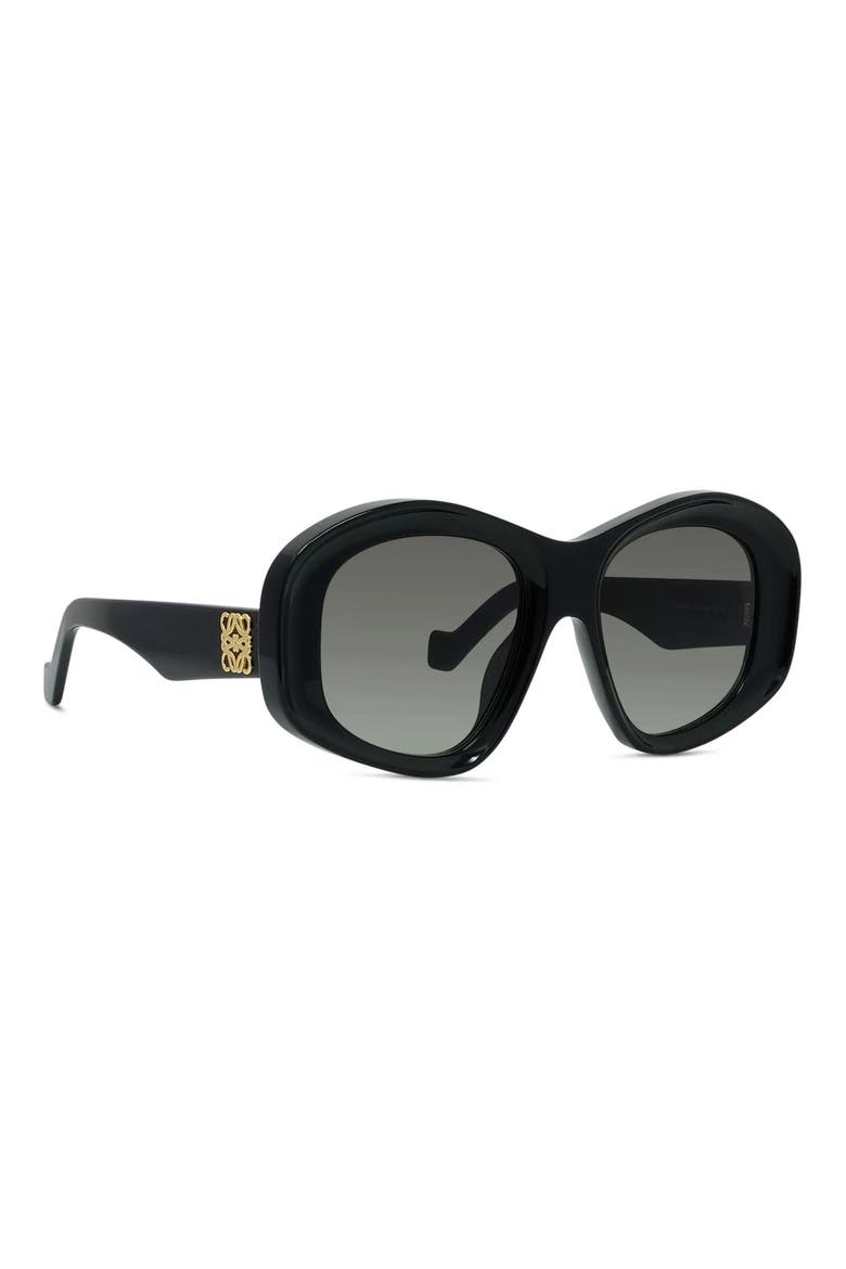 Anagram 51mm Geometric Sunglasses, Alternate, color, SHINY BLACK / GRADIENT SMOKE