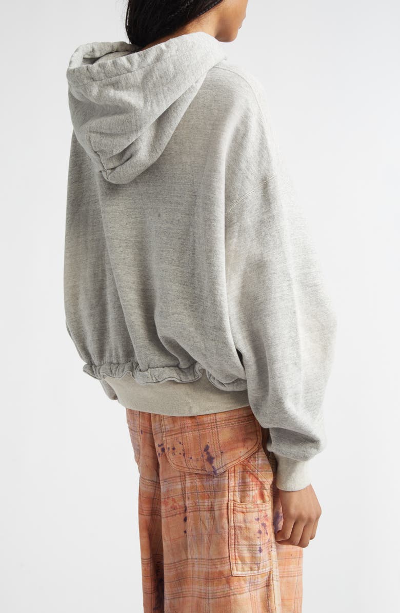 R13 Oversize Cinched Hem Hoodie, Alternate, color, Heather Grey W/ Oatmeal