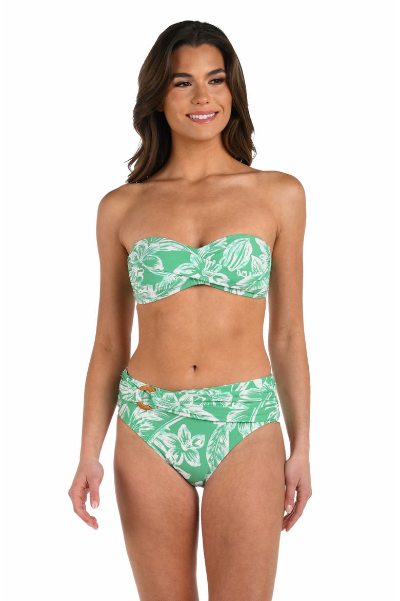 Batiki Twist Bandeau Bikini Top, Alternate, color, EUCALYPTUS