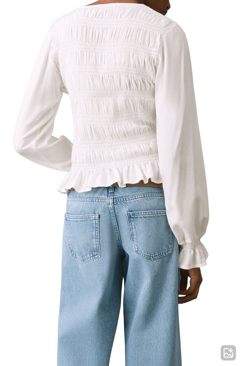 Smock Detail Ruffle Top, Alternate, color, OFF WHITE