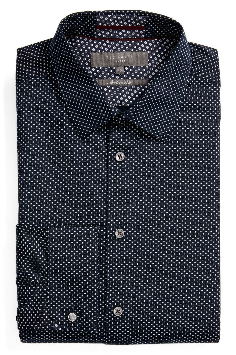 Modern Fit Dress Shirt, Alternate, color, NAVY