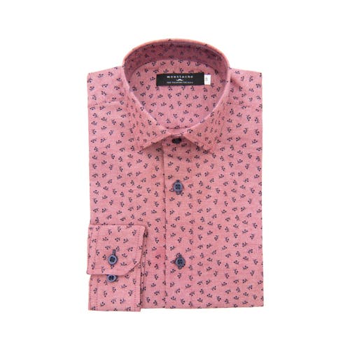 Moustache Printed Dress Shirt In Pink