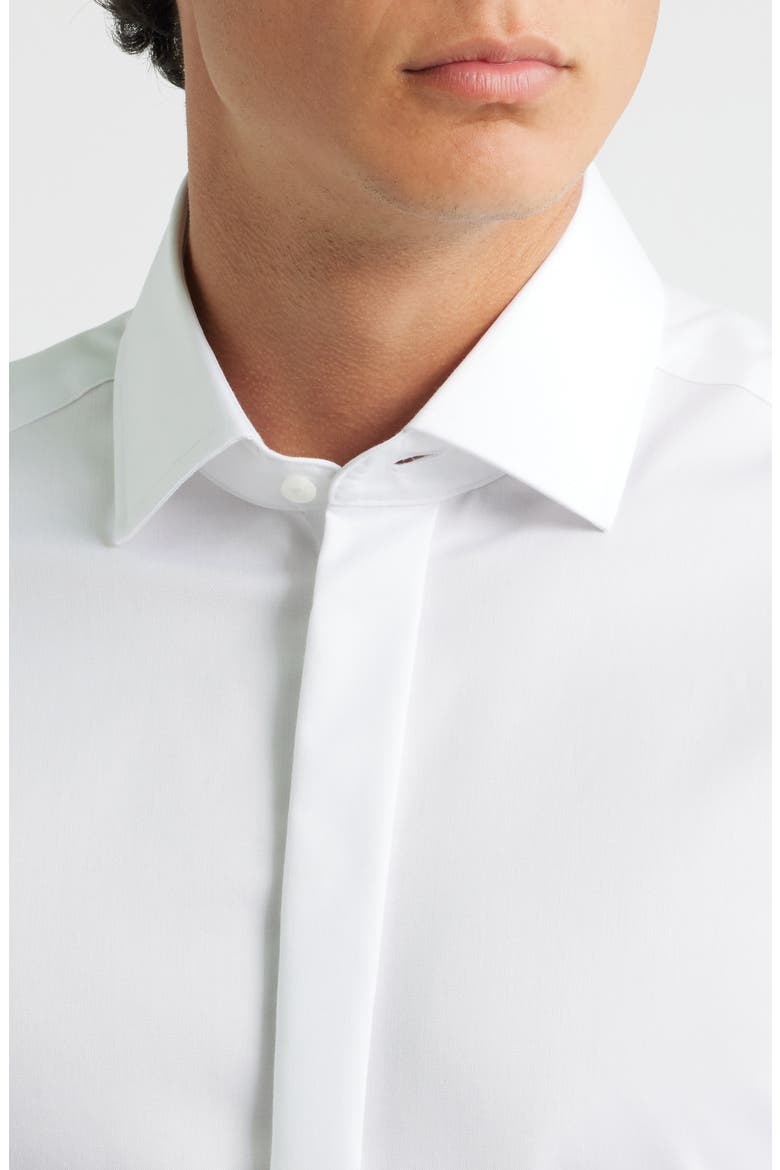 Luxury Covered Placket Non-Iron Dress Shirt, Alternate, color, WHITE