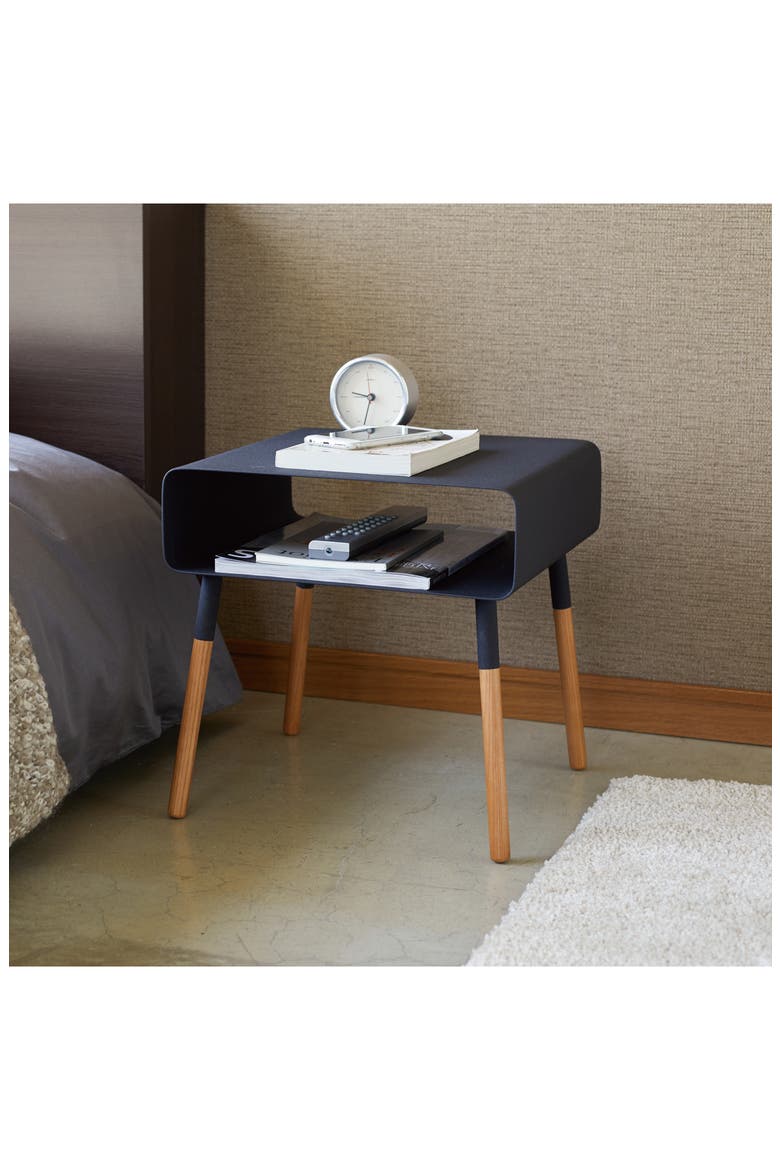Short Side Table with Storage Shelf, Alternate, color, BLACK