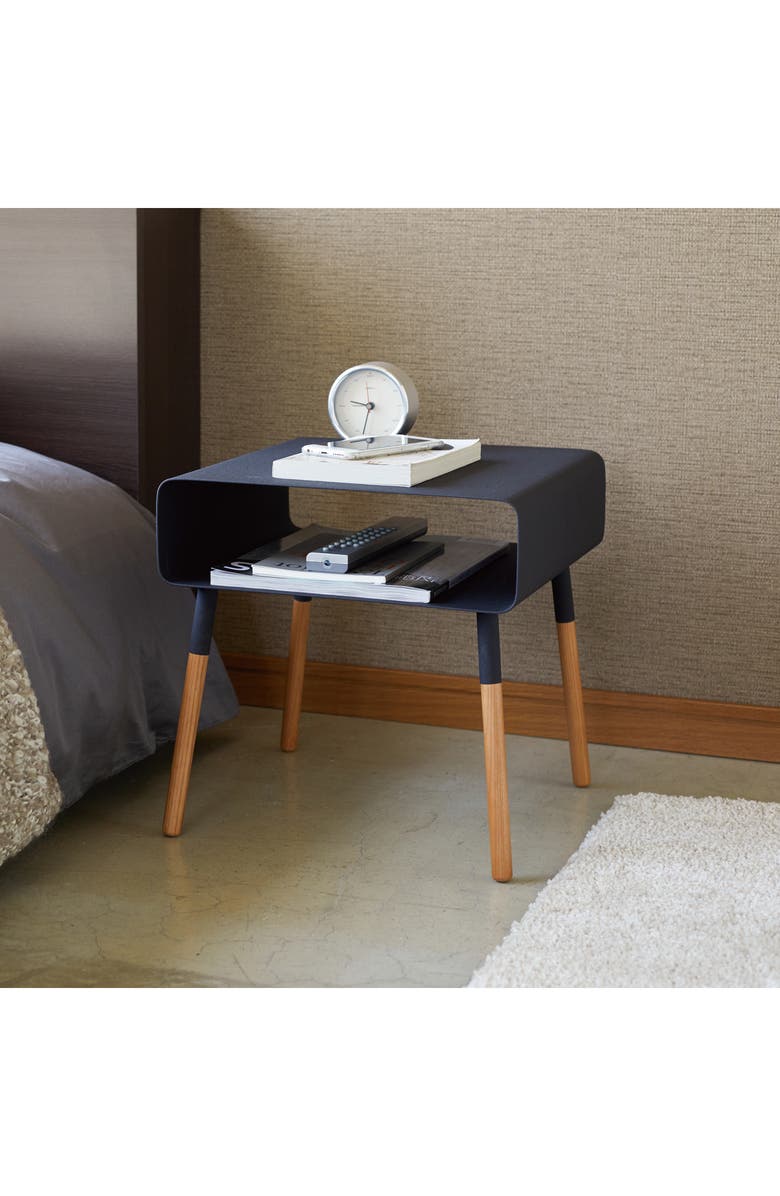Yamazaki Short Side Table with Storage Shelf, Alternate, color, Black