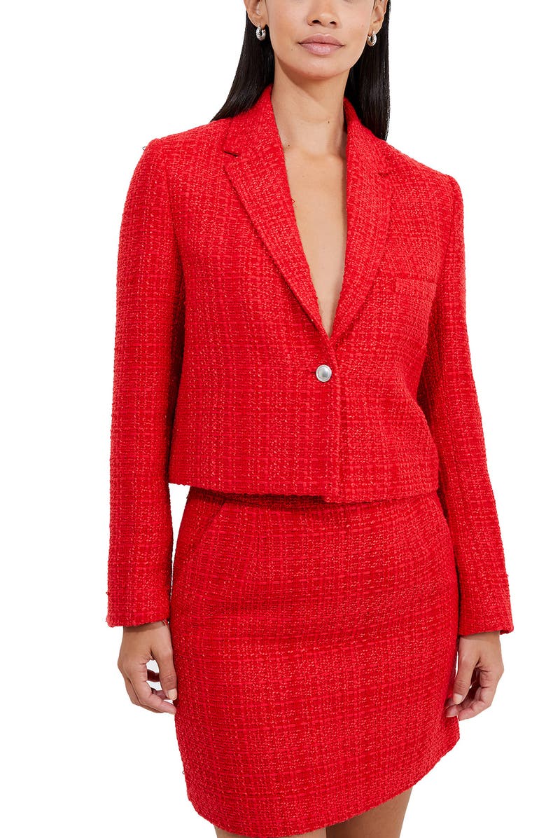 French Connection Azzurra Tweed Crop Blazer, Alternate, color, 