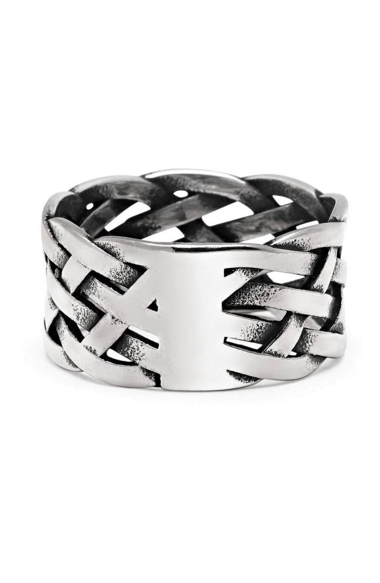 Nialaya Woven Chain Ring, Main, color, Silver