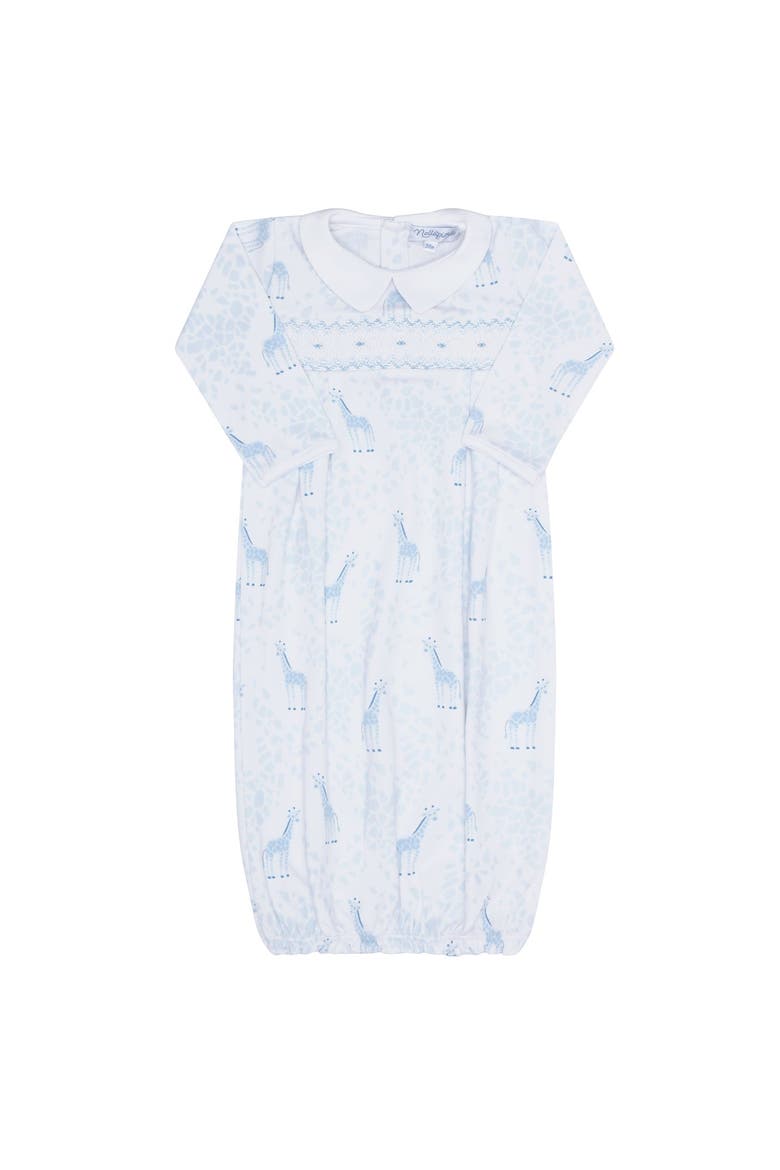 Blue Giraffe Print Smocked Gown - Baby, Alternate, color, Blue