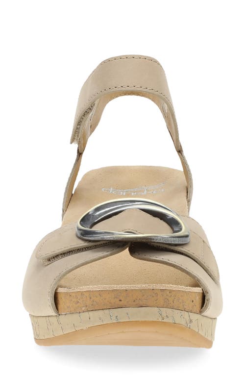 Dansko Stella Ankle Strap Platform Wedge Sandal In Sand Milled Nubuck