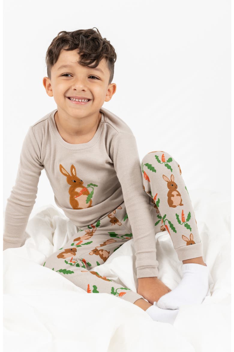 Kids Two-Piece Cotton Easter Matching Family Pajamas, Bunny Prints, Alternate, color, Rabbit