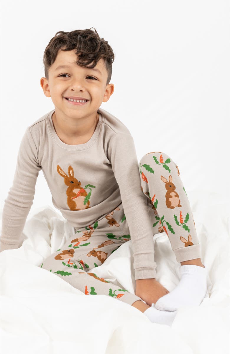 Leveret Kids Two-Piece Cotton Easter Matching Family Pajamas, Bunny Prints, Alternate, color, Rabbit