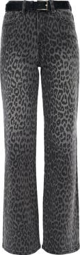 Bayeas Leopard Print High Waist Wide Leg Jeans