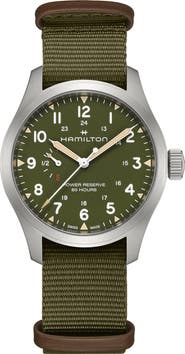 Hamilton Khaki Field Mechanical Power Reserve Web Strap Watch, 40mm