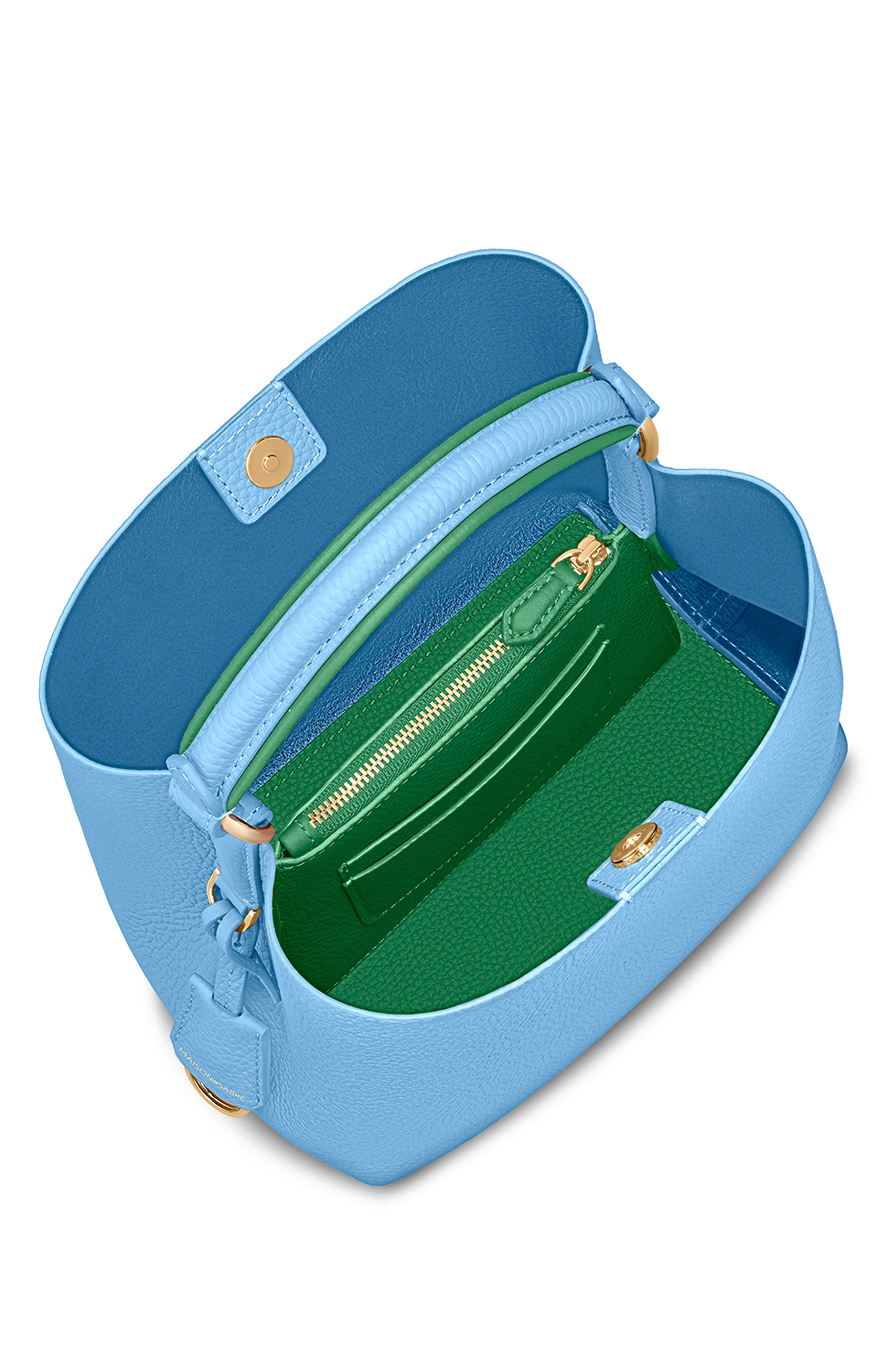The Mini Bucket Bag, Alternate, color, Sky Emerald