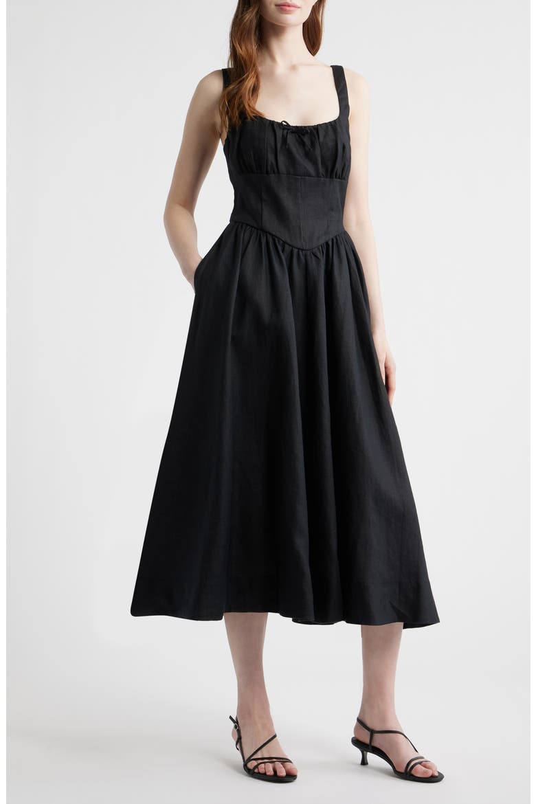 Balia Linen Sundress, Main, color, BLACK