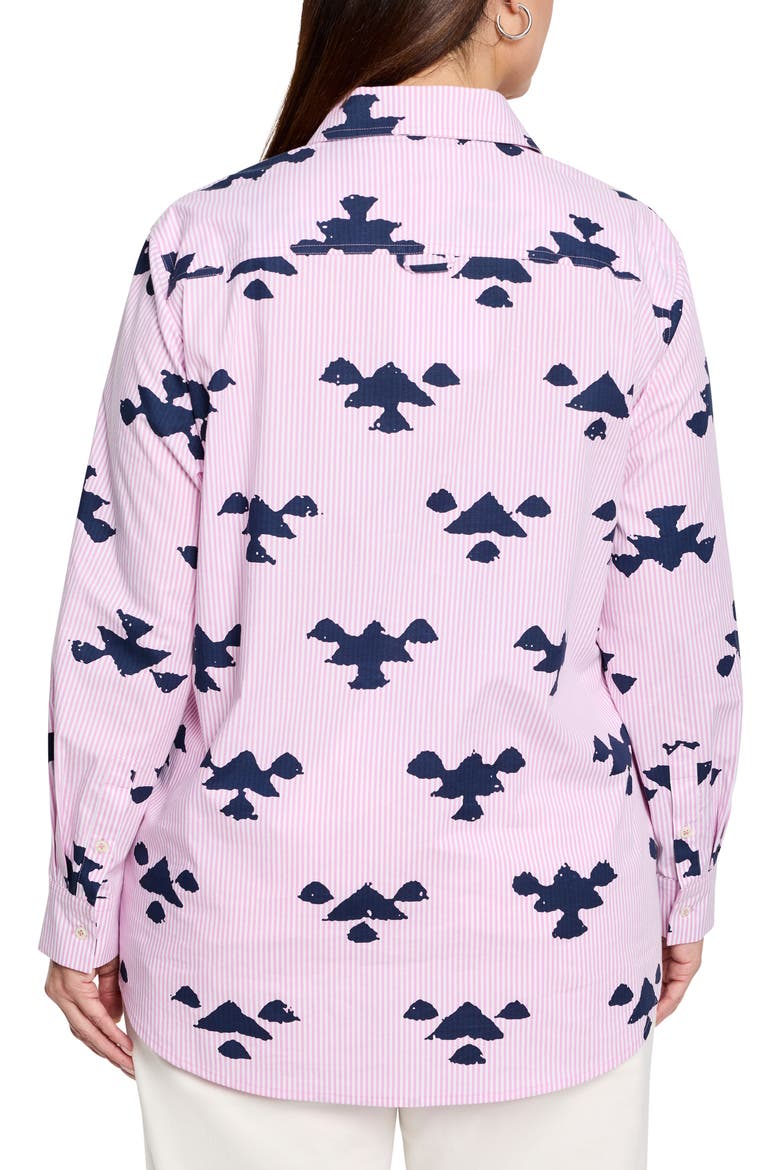Stamped Stripe Stretch Cotton Button-Up Shirt, Alternate, color, PINK MULTI
