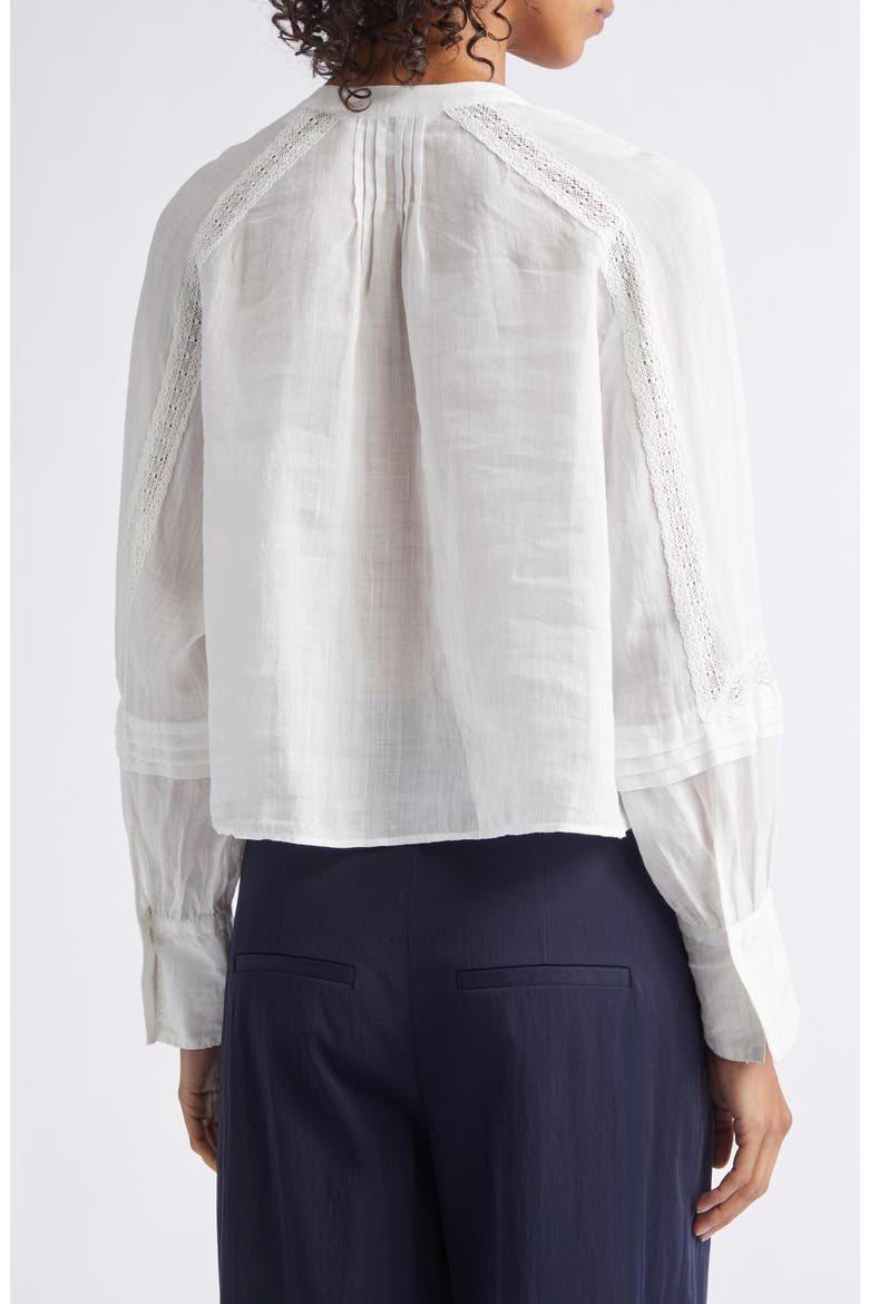 Sawyer Long Sleeve Lace Trim Top, Alternate, color, WHITE