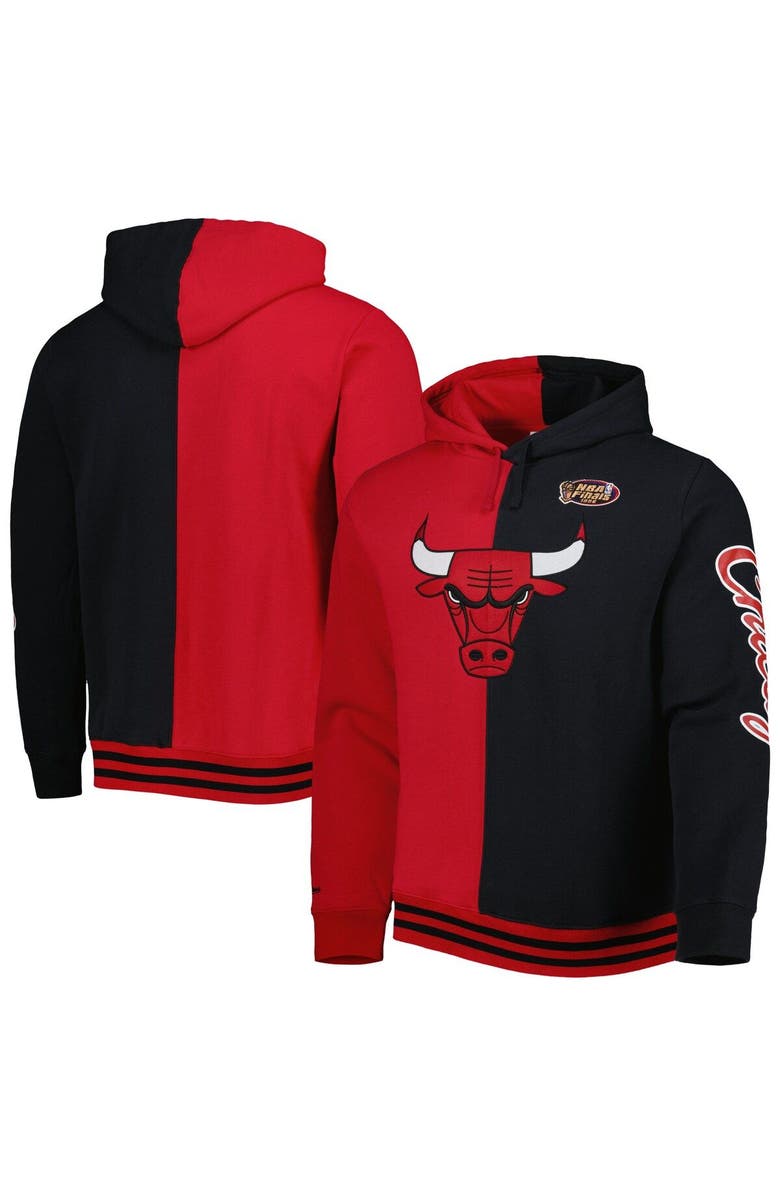 Mitchell & Ness Men's Mitchell & Ness Red/Black Chicago Bulls Hardwood Classics Split Pullover Hoodie, Main, color,