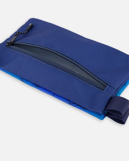 Deux Par Deux Double Pencil Case Dinosaur In Blue