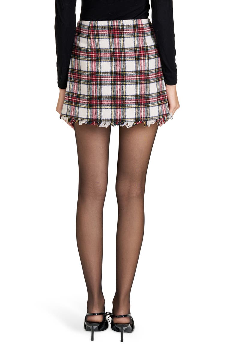 Morgan Plaid Fringe Trim Miniskirt, Alternate, color, IVORY PLAID